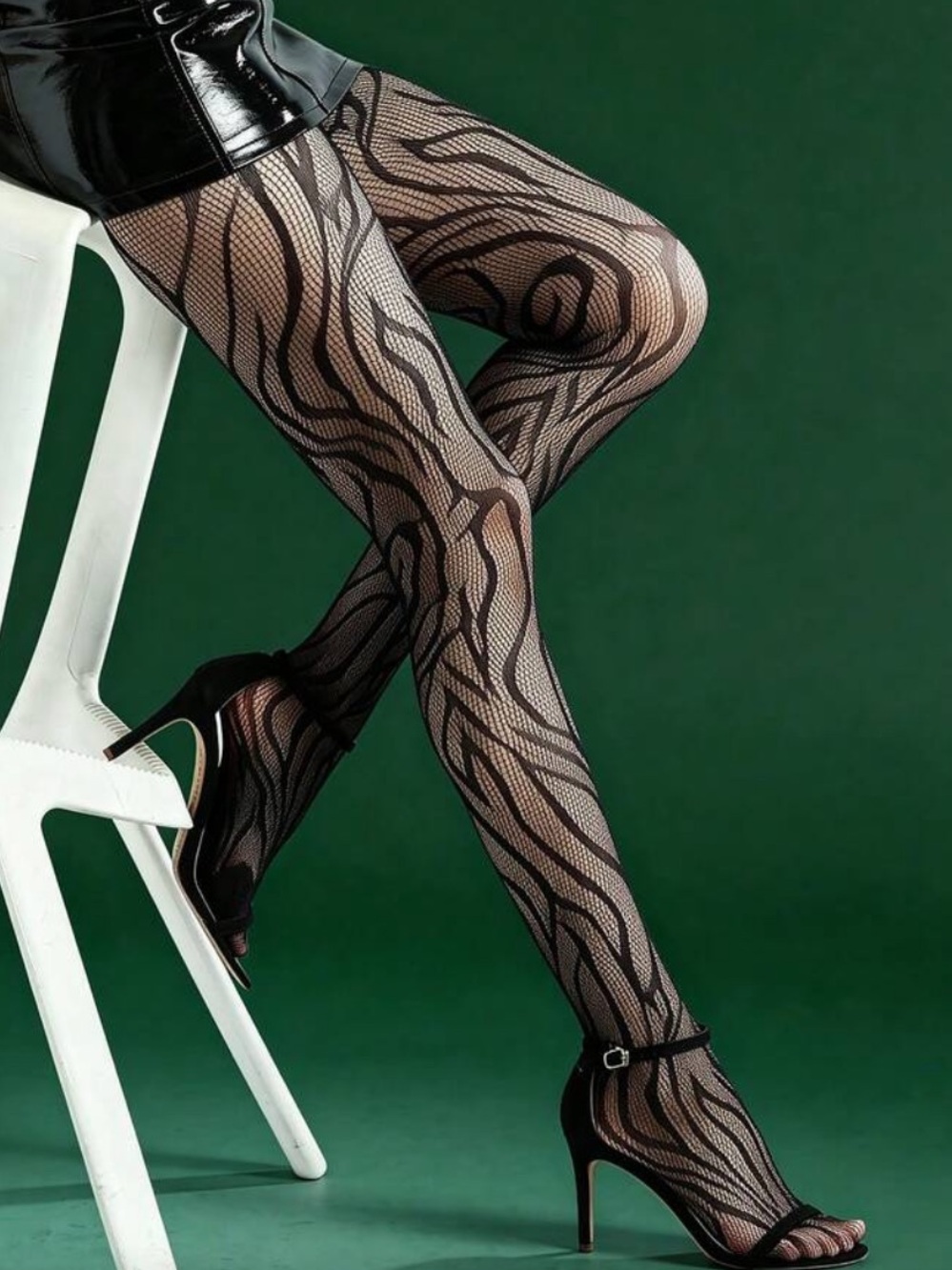 Sheer Black Patterned Fishnet Tights - Stylish Women's Hosiery
